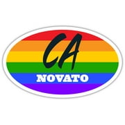 Novato CA California Marin County Rainbow Pride Flag 6 Stripes Pride Flag Euro Decal Bumper Sticker 3M Vinyl 3" x 5"
