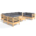 thumbnail image 3 of vidaXL Solid Pinewood Patio Lounge Set 9 Piece with Cushions Multi Colors, 3 of 44