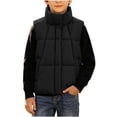 thumbnail image 2 of vokkrv Kids Waistcoat Sleeveless Zip Vest Jacket, Mid Size Children Warm Outerwear, Wind Resistant Casual Layering Coat for Boys Girls Winter Daily Wear Black 14-15 Years, 2 of 7
