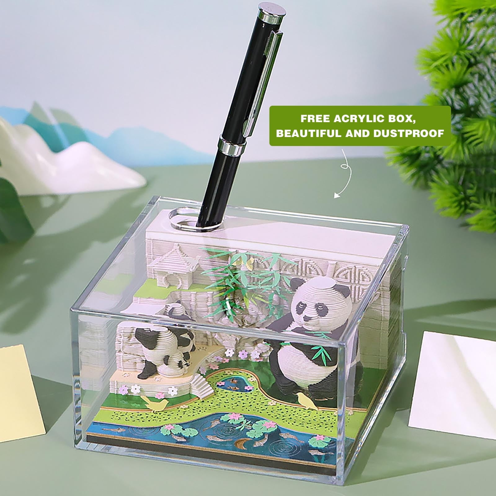 Nkmbld Time Piece Calendar with Lights, 3D Skeleton Time Piece Calendar 2026, DIY Tear-Away 3D Artsy Pads, 3D Memo Pad Paper Carving Art for Desktop Decor