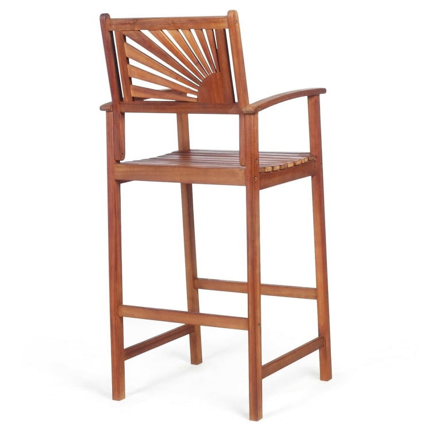 Aimee Lii 2 Pieces Outdoor Acacia Wood Bar Chairs with Sunflower Backrest and Armrests, Outdoor Patio Furniture