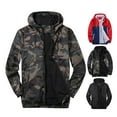 thumbnail image 6 of Lohuatrd Men Fall Winter Coat Mesh Breathable Hooded Drawstring Long Sleeve Plus Size Zipper Closure Camouflage Print Smooth Mid Length Pockets Elastic Cuff Men Jacket, 6 of 8