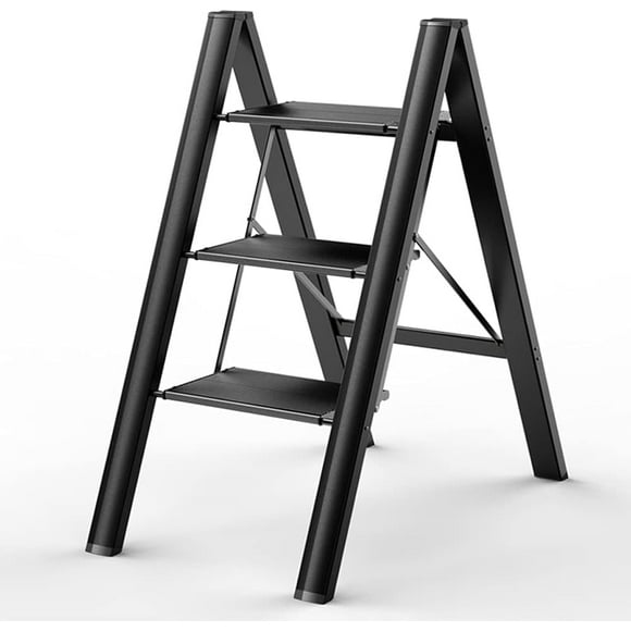 Step Ladders, 3 Step Ladder with Wide Anti-Slip Pedal, Lightweight Folding Step Ladder for Kitchen Home Office Or Adults Seniors, Foldable Step Stool Ladder 330lbs Capacity
