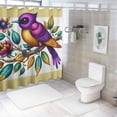 thumbnail image 7 of Awypu Multi Color Purple Cuckoo Birds Floral - Birdy Style Waterproof Shower Curtain for Bathroom Decoration White, 7 of 7