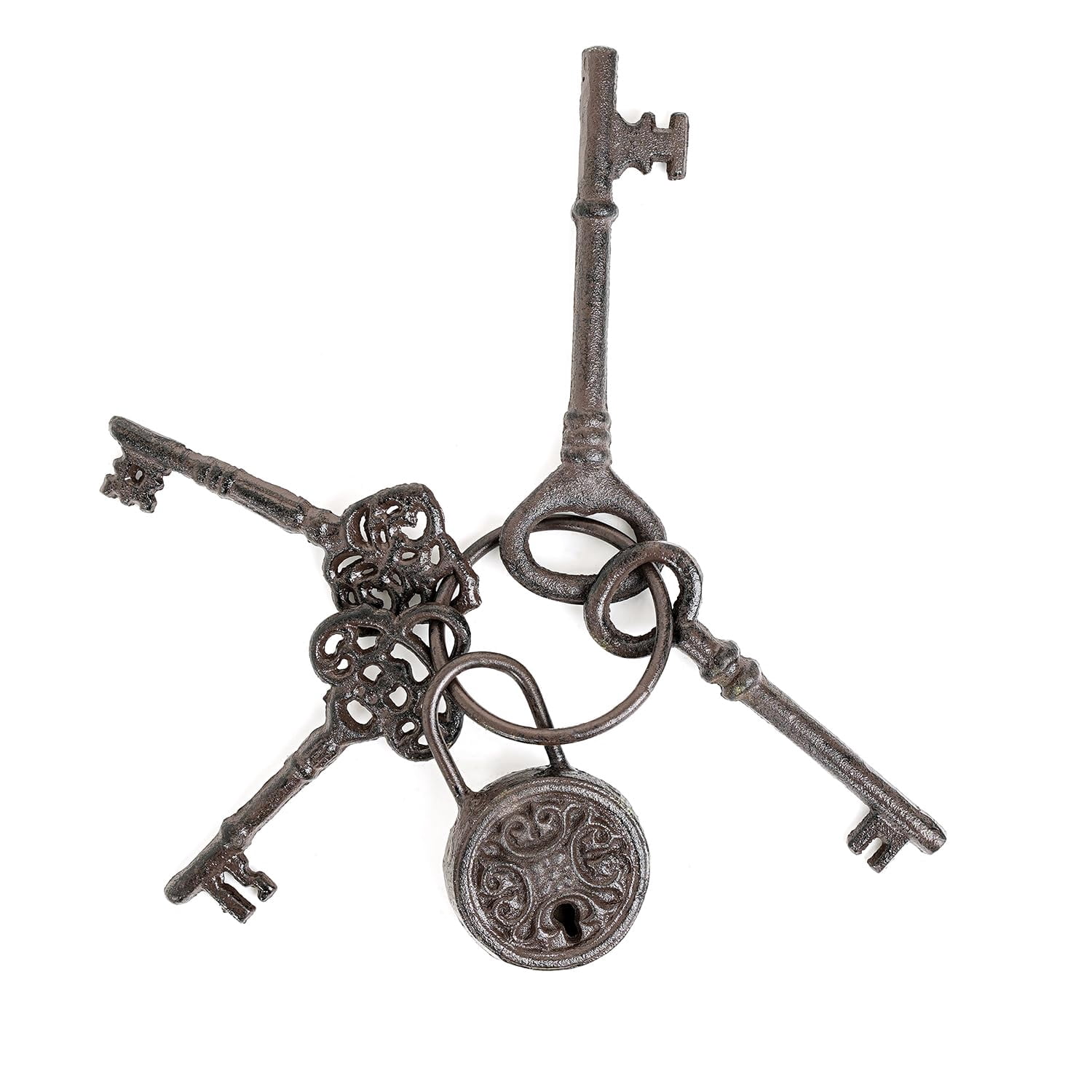 Sungmor Cast Iron Skeleton Keys, Old Fashioned Pirate Treasure Chest Keys Set, Antique Style Keyring Props Keys Halloween Decor, Decorative Keys for Home Garden