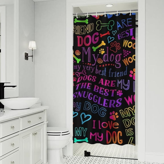 I Love My Dogs Art Shower Curtain 36"x72" ,Bathroom Decorative Shower Curtains Set with 12 Hooks,Modern Waterproof Washable Shower Curtain