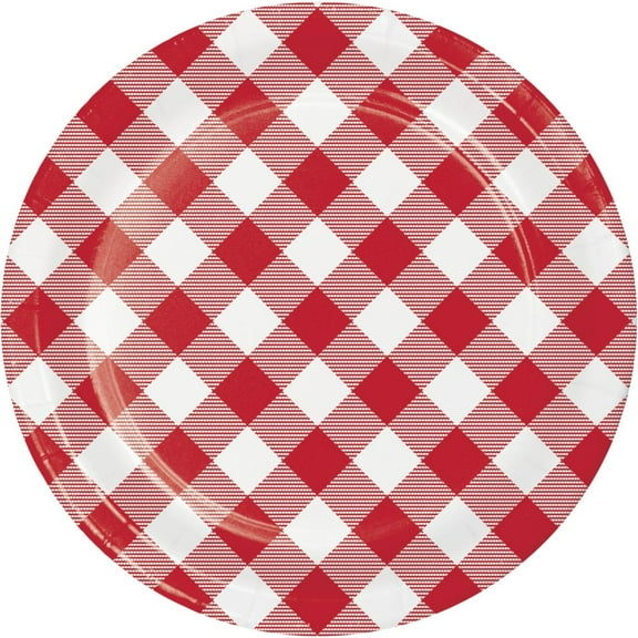 96 Count Bulk Pack Classic Gingham Dessert Plate