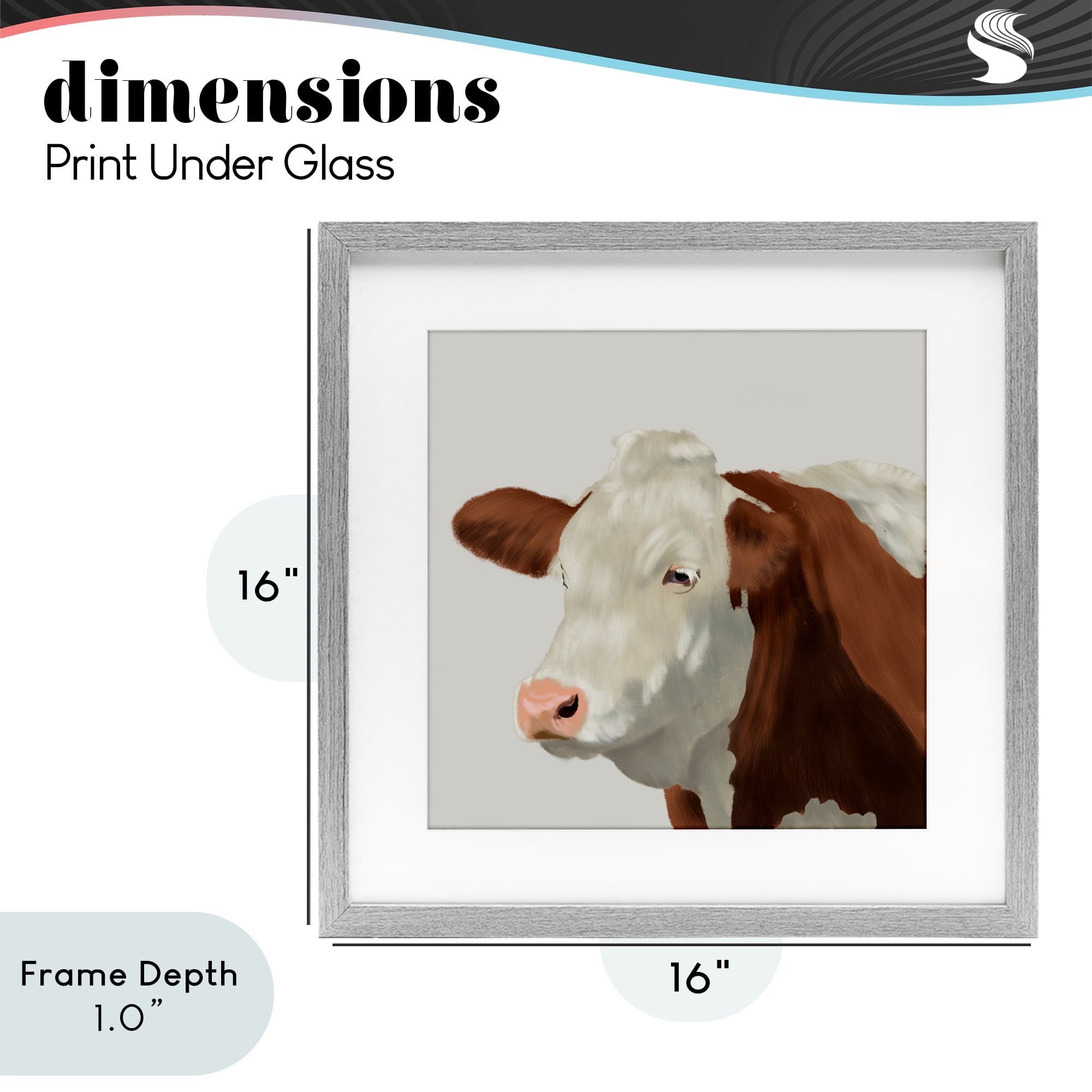 Stupell Industries Farm Friend Cow Portrait Gray Framed Print Under Glass, design by Marcus Prime