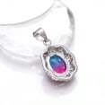 thumbnail image 2 of Bi-Colour Tourmaline, CZ 925 Sterling Silver Platinum Plated Pendant 1.00" P79222, Tourmaline Pendant, Gift For Her, Oval Pendant, Pink Pendant, 2 of 2