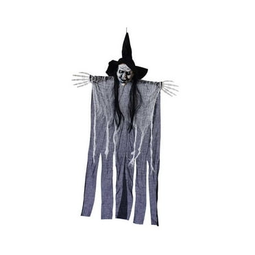 Injueey Decoración de fantasmas colgantes de Halloween, aparición de terror, reutilizable, espeluznante, esqueleto, accesorios voladores, colgantes, Kits de decoración para fiestas Negro Injueey HA068181-01