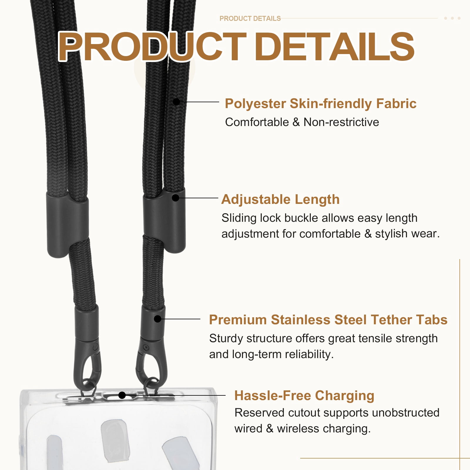 Uxcell 2Set Phone Lanyard (Black) - Adjustable Anti Theft, Phone Strap Crossbody Neck Strap with Tether Tabs Most Smartphones, Fits Travel Essentials