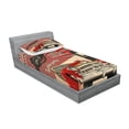 thumbnail image 2 of Ambesonne Vintage Fitted Sheet & Pillow Sham Set, Retro Poster Effect, Twin, Vermilion Beige, 2 of 2