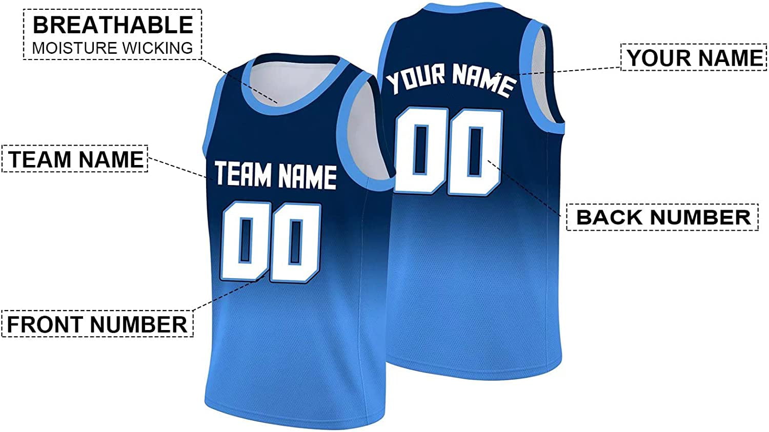  Custom Light Blue & White Casual Football Fan Jersey  Personalized Team Name and Your Numbers : Clothing, Shoes & Jewelry