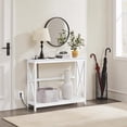 thumbnail image 3 of SSyao 2 Tier X-Design Console Table Sofa Side Table with Storage Shelf for Living Room Narrow Space, Entryway and Hallway-with Power Outlet-White, 3 of 10
