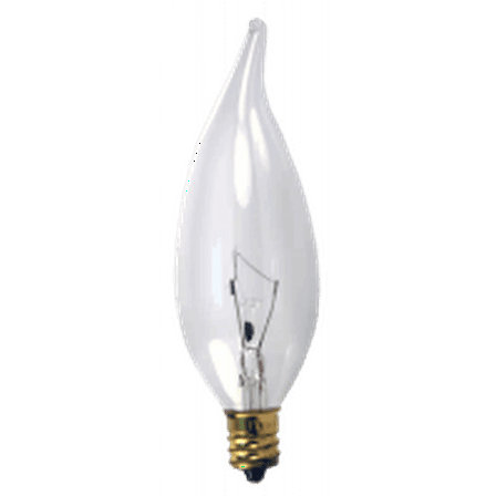 Good Bulb 25W CFC Flame Tip Bulb E12 Base 130V Clear Finish 1500 Hour Life 6-Pack