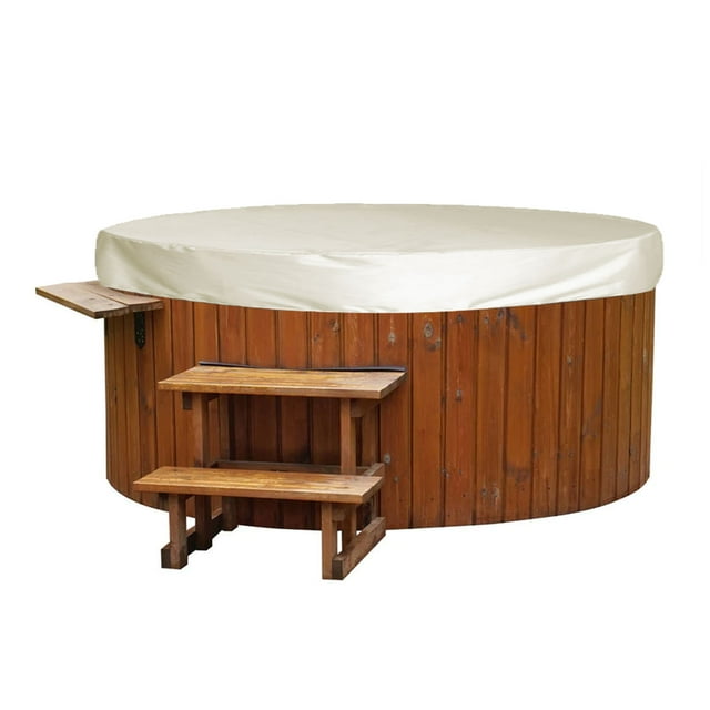 Round Polyester Taffeta Hot Tub Waterproof Cover for Outdoor Furniture Dust Covers, Protects From All Elements