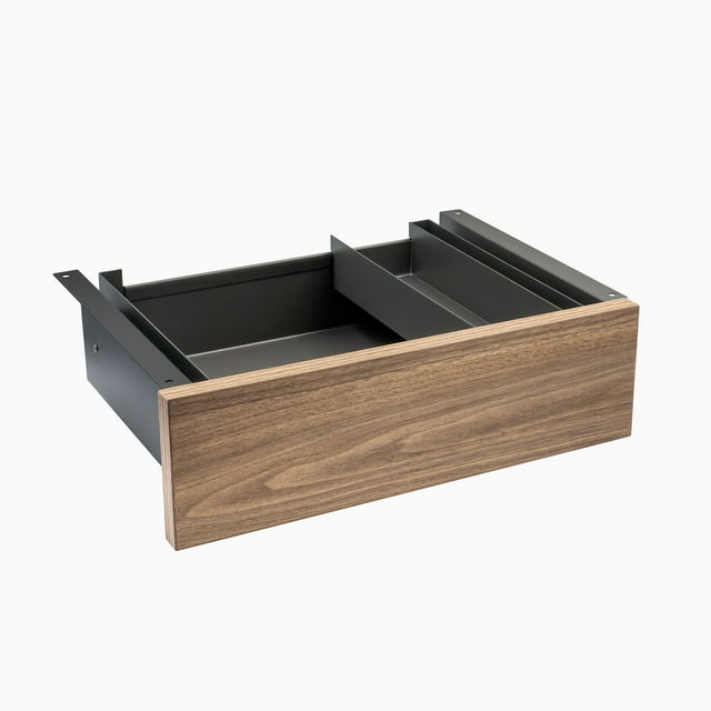 Desky Minimal Under Desk Drawer - Natural Walnut Laminate / Space Grey