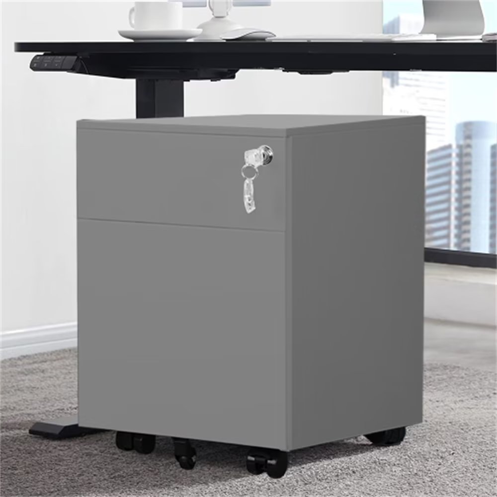 Mobile File 2Drawer Metal Filing with Lock and Wheel