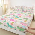thumbnail image 4 of Erosebridal Rainbow Kawaii Dinosaur Bed Sheets,Cartoon Cactus Cute Dino King Sheets For Teens 4pcs, 4 of 6