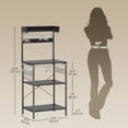 thumbnail image 2 of Distressed Black Kitchen Baker's Rack with Power Outlet & Adjustable Shelves - Coffee Bar Station for Living Room or Dining Area - 53.9" Height, 2 of 7