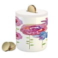 thumbnail image 1 of Flower Piggy Bank, Watercolors Illustration of Different Kinds of Flowers Boho Style Pattern, Ceramic Coin Bank Money Box for Cash Saving, 3.6" X 3.2", Pink Purple Blue, by Ambesonne, 1 of 4