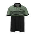 thumbnail image 4 of ZCFZJW Men's Golf Polo Shirts Short Sleeve 1/4 Button up Collar Tennis Shirt Color Block Striped Classic Fit Business Work Athletic T-Shirt Tops Army Green XXL, 4 of 6