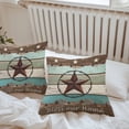 thumbnail image 6 of Brown Texas Star Teal Throw Pillow Covers 20x20 Inch Set of 2, Vintage Country Star Turquoise Wooden Waterproof Outdoor Pillow Covers, Decorative Cushion Pillowcases for Couch, Sofa, Bed, Patio, 6 of 9