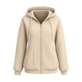 thumbnail image 6 of Ghalytn Women Drawstring Full Zip Hooded Jacket Seam Stitch Raglan Long Sleeve Side Pocket Loose Casual Sweatshirt, 6 of 8