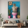 thumbnail image 6 of Mudket Framed Leopard on Toilet Reading Newspaper Canvas Wall Art, Funny Bathroom Wall Decor, Ready to Hang - 12"L x 8"W, 6 of 10