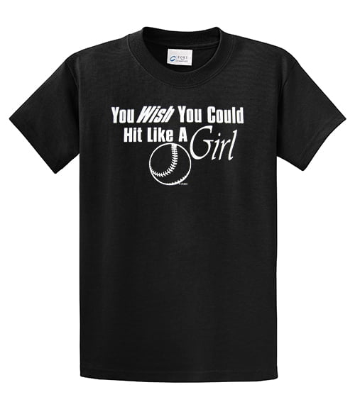 Softball Short Sleeve T-shirt Wish You Could Hit Like A Girl Funny Girls Fast - Picture 7 of 90
