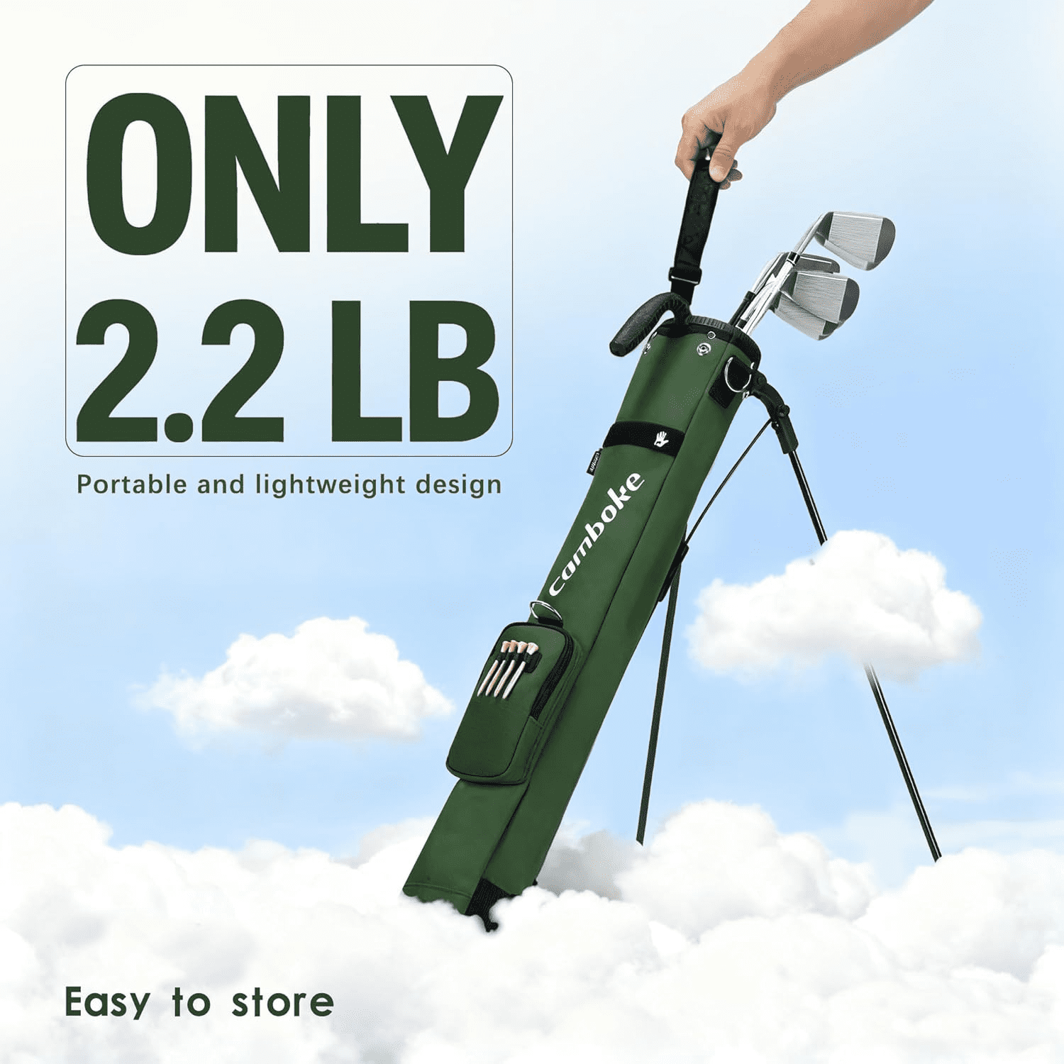 Lightweight Golf Stand Bag with Padded Strap - Portable 2-Way Divider Weekend Golf Bag for Driving Range - Golf Carry Bag with Retractable Legs & Pocket - Durable Practice Bag for Men Women