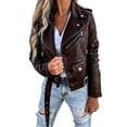 thumbnail image 2 of Aimik Women's Faux Leather Moto Jacket Classic Asymmetrical Zip-Up Biker Coat with Belted Waist and Pockets Slim Fit Fall Outerwear, 2 of 6