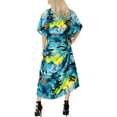 thumbnail image 4 of HAPPY BAY Women's Loungewear Casual Long Kaftan Beach Cover Up Slit Dress Maxi Dresses Caftans for Women 2X-3X Teal, Palm Tree, 4 of 5