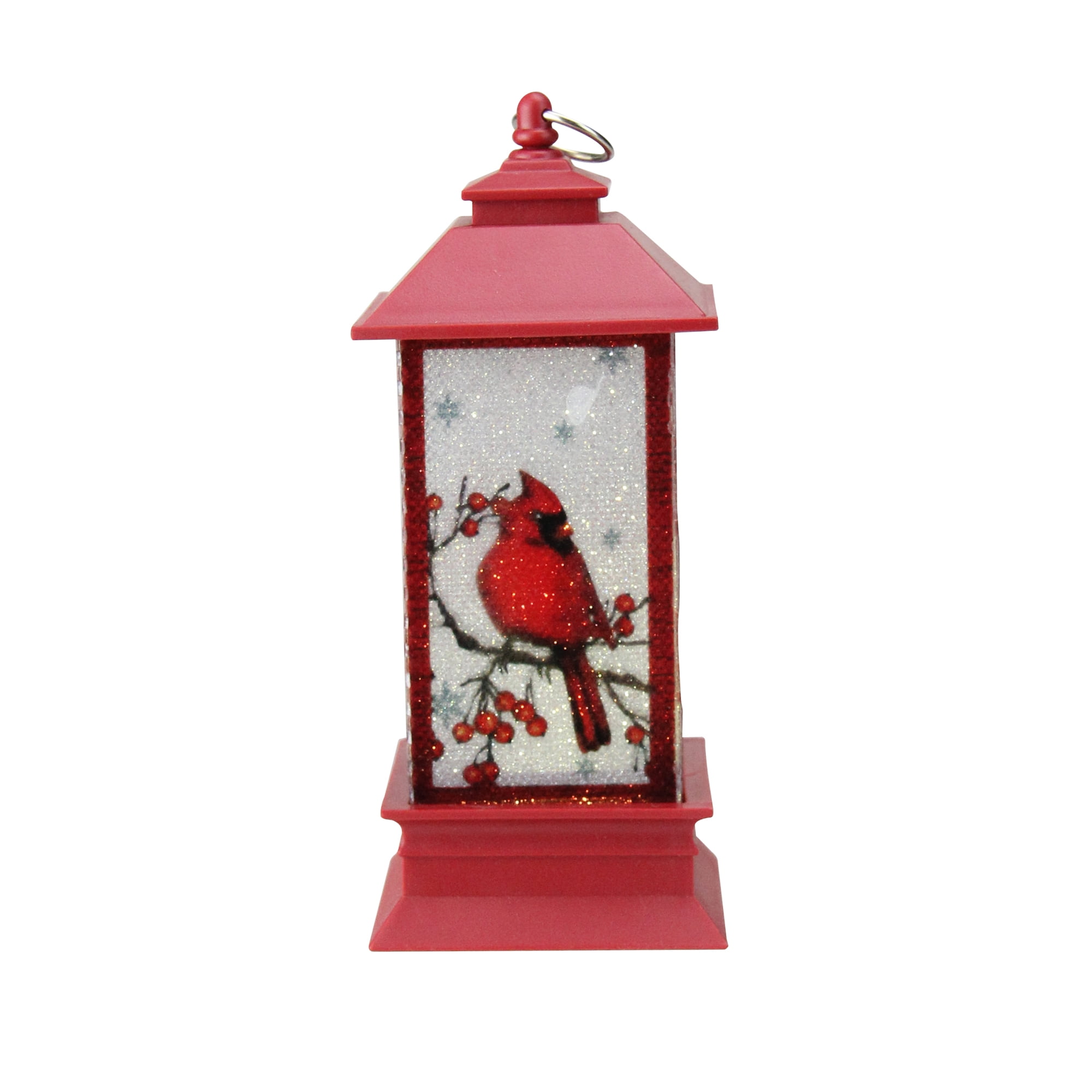 Plastic Inspirational Celebrate The Season Swirl Cardinal Lantern on Pedestal Durable Home Decor Battery Operated Roman Christmas Christmas Decor Christmas Collection 12 H