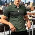thumbnail image 4 of FRSASU Polo Shirts for Men Loose Fit Short Sleeve Contrast Color Print Quarter-Zip Golf Shirt Summer Spring Casual Tops Green, 4 of 6