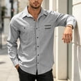 thumbnail image 6 of Cmfcve Button Down Shirts for Men Long Sleeve Solid Office Work Tops Lapel Collar Casual Loose Fit Classic Shirts, 6 of 7