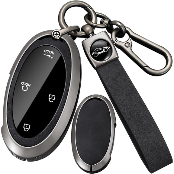 Key Fob Cover Compatible with Hyundai Kona 2025 2026 Ioniq 9 Grandeur GN7 Elantra Sonata Santa fe Tucson Hybrid Santa Cruz Palisade Solid Metal Car Key Shell, Brown,Black