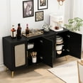 thumbnail image 2 of 59.6" Black Four-door Cabinet. Stylish For Modern Homes. Ample Storage Capacity. Made Of Quality And Plastic . Versatile Room Choices Vintage Cabinet, 59.6". Elegant Exterior Interior Storage. Home, 2 of 6