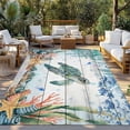 thumbnail image 2 of Sea Turtle Coastal Outdoor Rug for Patio/Deck/Porch, Non-Slip Large Area Rug 5 x 7 Ft, Summer Nautical Starfish Coral Grey Wooden Indoor Outdoor Rugs Washable Area Rugs, Camping Rug Carpet Runner, 2 of 8