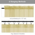 thumbnail image 5 of Patin Yellow Sheer Curtains Valances for Windows 14 Inch Length 2 Pcs, Voile Solid Color Short Kitchen Curtain, Home Decor Drapes with Rod Pockets for Cafe Bedroom Basement, Each Panel 42" W x 14" L, 5 of 9