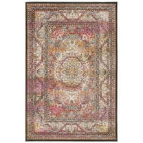 SAFAVIEH Luxor Ethelyn Floral Bordered Area Rug, Ivory/Fuchsia, 5'3" x 7'7"