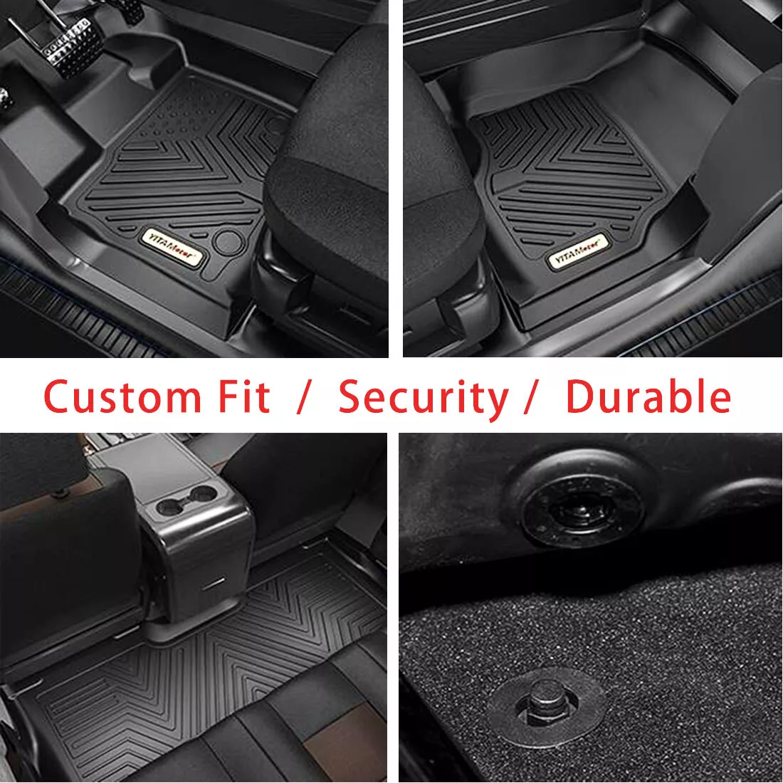 RVNI All Weather TPE Rubber Front and Rear 3-Piece for 2013-2018 Toyota RAV4 Floor Mats Set