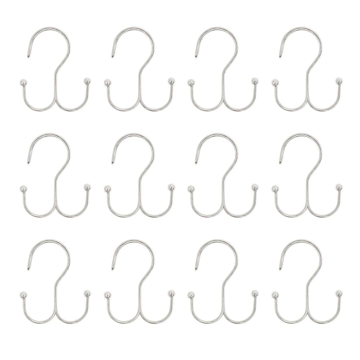 Set Of 12 White Round Resin Shower Curtain Hooks | Rust-Proof Decorative Rings For Bathroom