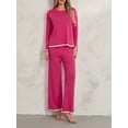 thumbnail image 2 of KelaJuan Women 2 Piece Knitted Outfits Contrast Color Loose Sweater and Elastic Pants Set Streetwear Aesthetic Clothes, 2 of 6