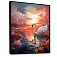 thumbnail image 2 of Designart "Illusory Grace Of Swans" Animals Swans Floater Framed Wall Decor, 2 of 5