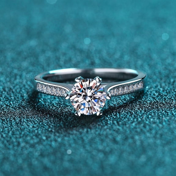D Color 1 Carat Single Moissanite Rings for Women - 925 Sterling Silver Wedding Engagement Ring & Anniversary Jewelry Gift - Passes Tester