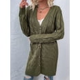 thumbnail image 4 of Suéter Cárdigan de Larga para Mujer, Otoño e Invierno, Tejido de Punto , con Botones Delanteros, Abrigo Verde XL, 4 of 8