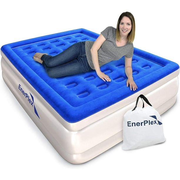 Enerplex Premium Dual Pump Luxury Queen, Queen Size Instant Bed Air Mattress And Collapsible Frame