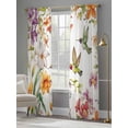 thumbnail image 3 of Spring Floral Sheer Curtains 84 Inch Length 2 Panels Set, Summer Botanical Birds Colorful Vintage Voile Window Treatment Rod Pocket Curtains Sheers Drapes for Bedroom/Living Room/Kitchen 52"x84"x2, 3 of 7