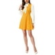 thumbnail image 2 of Vestidos con cuello de lazo para mujeres, vestido vintage de manga larga de los años 60, vestido amarillo de color contrastante, 2 of 6